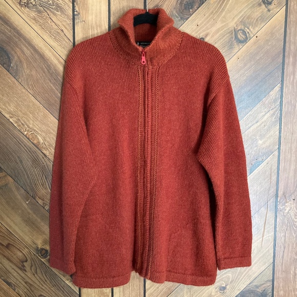 100% Alpaca ALPACA CONNECTION Zip Pocket Cardigan Sweater Jacket - Picture 2 of 12